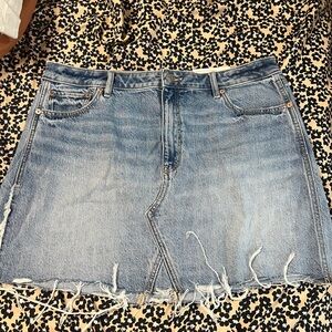 American Eagle Outfitters Light Blue Frayed Mini Skirt
